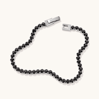 22cm Black Cubic Zirconia Tennis Bracelet in Stainless Steel Bracelets Bevilles 