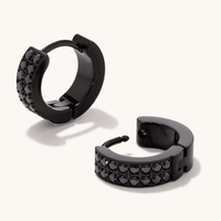 Black Cubic Zirconia Huggies in Stainless Steel Earrings Bevilles 
