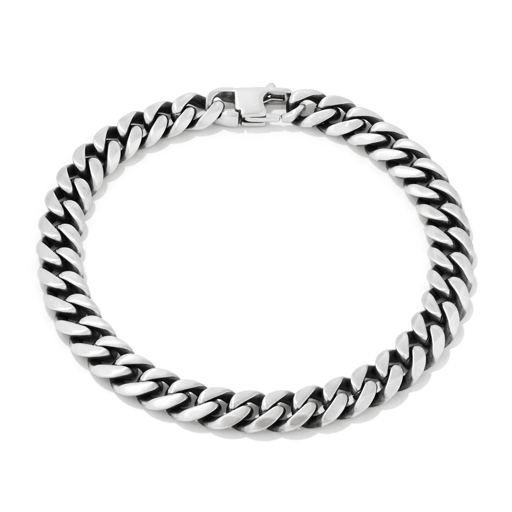 21cm Tight Curb 8mm Bracelet in Stainless Steel Bracelets Bevilles 