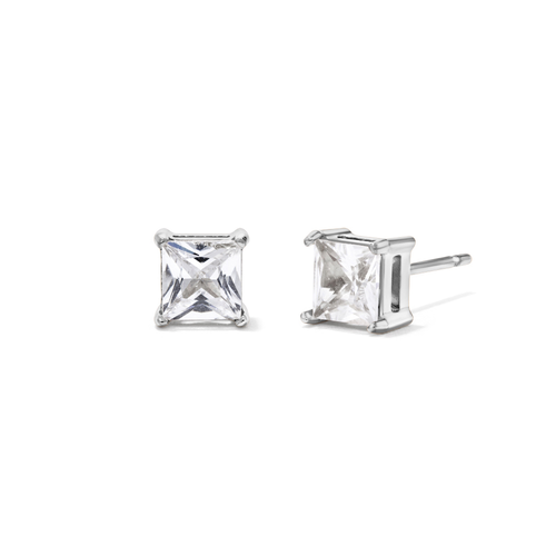 5mm Square Cubic Zirconia Studs in Stainless Steel Earrings Bevilles