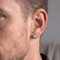5mm Square Cubic Zirconia Studs in Stainless Steel Earrings Bevilles 