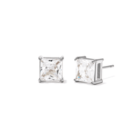 7mm Square Cubic Zirconia Studs in Stainless Steel Earrings Bevilles 