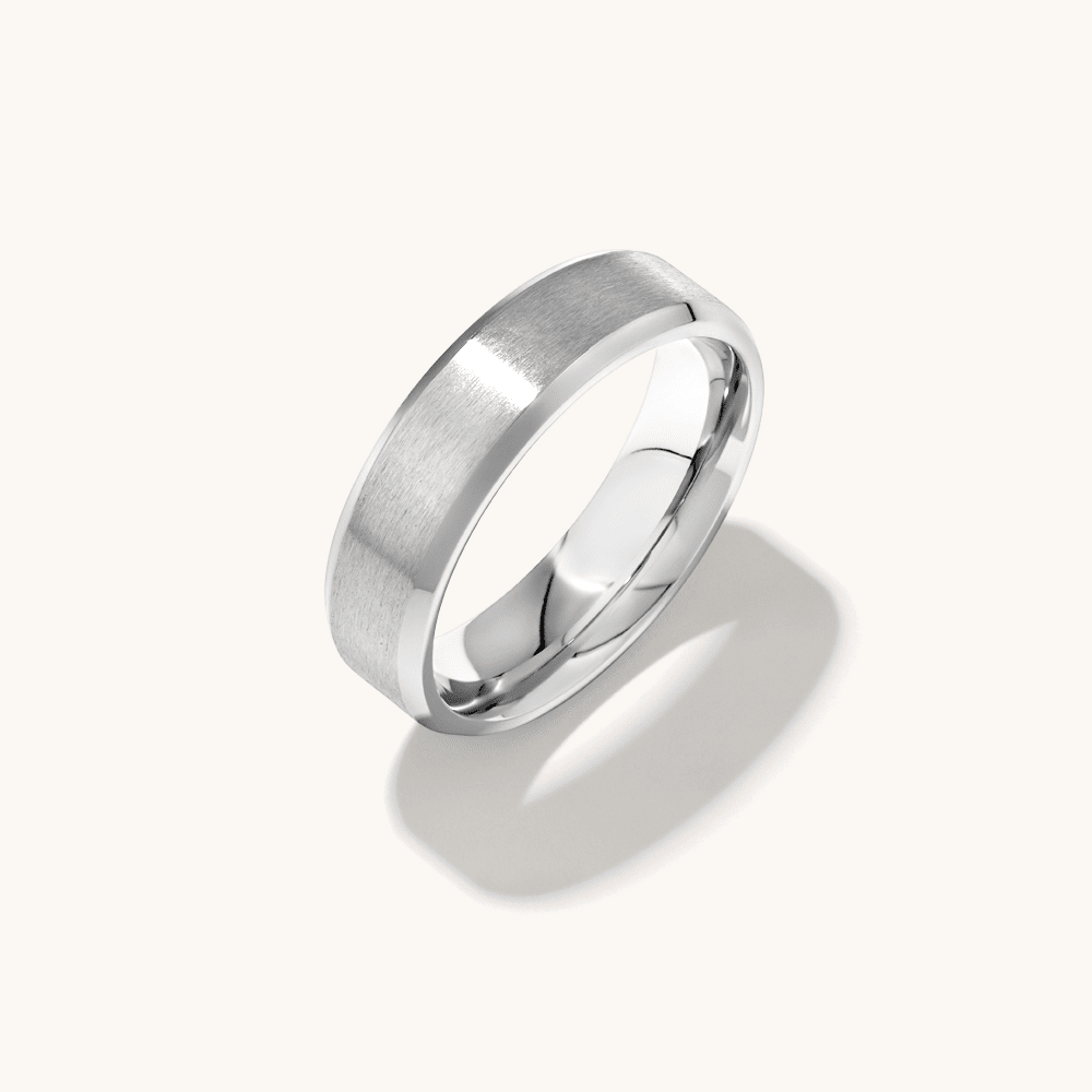8mm Bevelled Edge Ring in Stainless Steel Rings Bevilles 