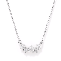 Cubic Zirconia Asymmetric Cluster Necklace in Sterling Silver Pendants Bevilles 
