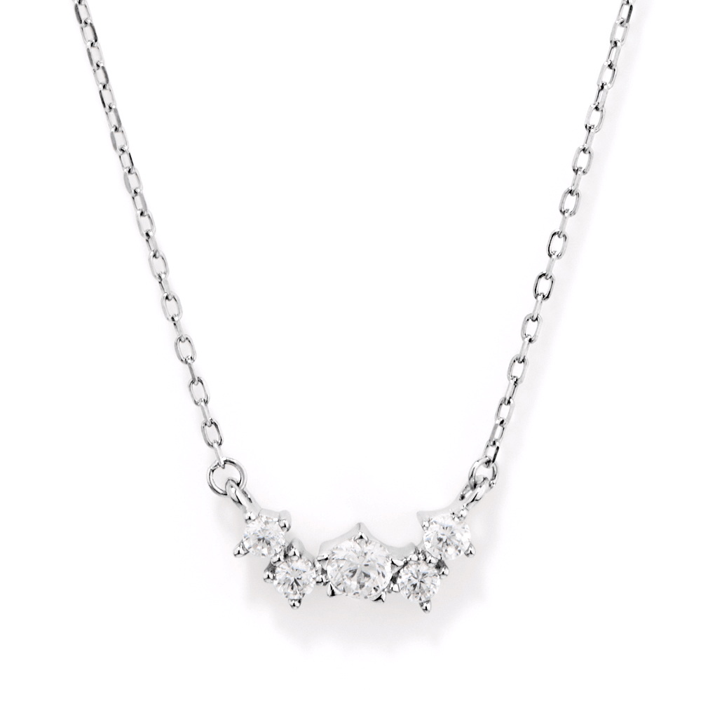 Cubic Zirconia Asymmetric Cluster Necklace in Sterling Silver Pendants Bevilles 