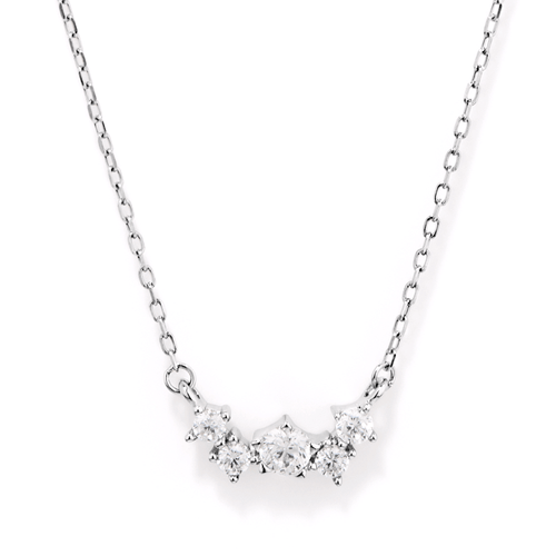 Cubic Zirconia Asymmetric Cluster Necklace in Sterling Silver Pendants Bevilles 
