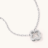 45cm Cubic Zirconia Pave Clover with Bezel Stations Necklace in Sterling Silver Pendants Bevilles 