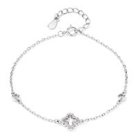 20cm Cubic Zirconia Pave Clover with Bezel Stations Bracelet in Sterling Silver Bracelets Bevilles 