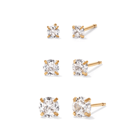 Cubic Zirconia Stud Set in PVD Stainless Steel Earrings Bevilles 
