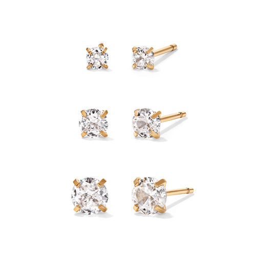Cubic Zirconia Stud Set in Waterproof PVD Stainless Steel Earrings Bevilles 