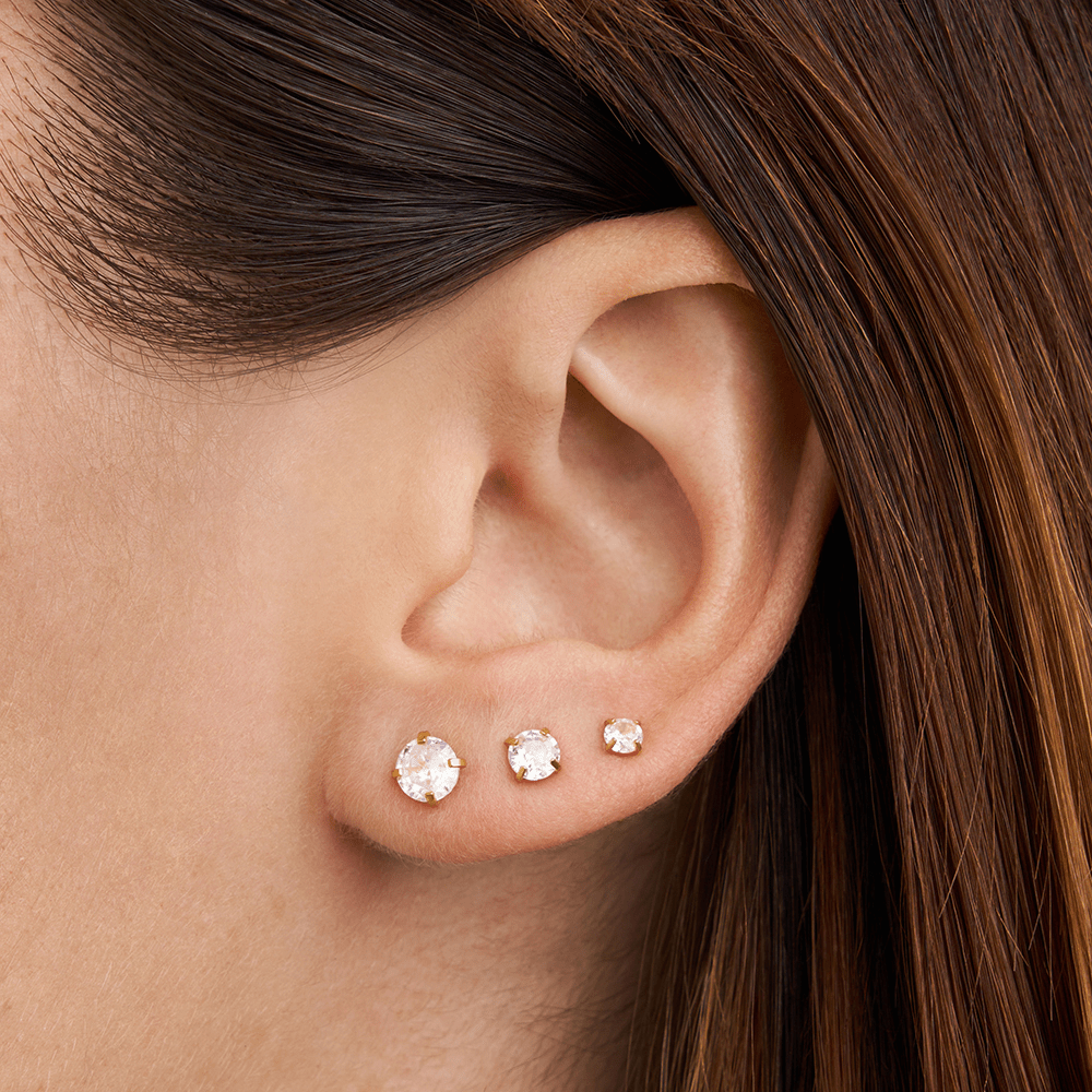 Cubic Zirconia Stud Set in PVD Stainless Steel Earrings Bevilles 