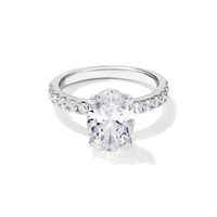 Cubic Zirconia Round Solitaire with Pave Shoulders Ring in Sterling Silver Rings Bevilles 