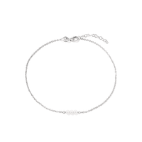 25cm Shell Pearl Accent Anklet in Sterling Silver Bevilles 