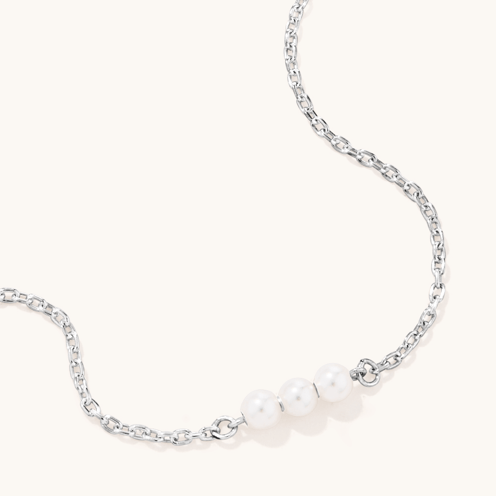 25cm Shell Pearl Accent Anklet in Sterling Silver Bevilles 
