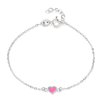 17cm Pink Enamel Heart Bracelet in Sterling Silver Bracelets Bevilles 