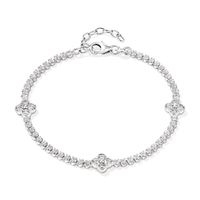 19cm Cubic Zirconia Clover Station Tennis Bracelet in Sterling Silver Bracelets Bevilles 