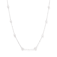 46cm Shell Pearl Station Necklace in Sterling Silver Pendants Bevilles 