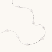 46cm Shell Pearl Station Necklace in Sterling Silver Pendants Bevilles 