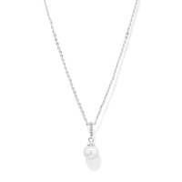 45cm Shell Pearl and Cubic Zirconia Necklace in Sterling Silver Pendants Bevilles 