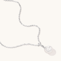 45cm Shell Pearl and Cubic Zirconia Necklace in Sterling Silver Pendants Bevilles 