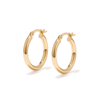 20mm Plain Hoop Earrings in 18kt Fine Gold Plated Sterling Silver Earrings Bevilles 