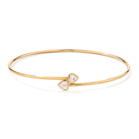 60mm Cubic Zirconia Bezel Heart Bangle in 9kt Bonded Gold Silver Filled Bangles Bevilles 