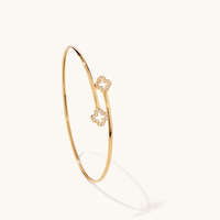 60mm Cubic Zirconia Pave Clover Bangle in 9kt Bonded Gold Silver Filled Bangles Bevilles 