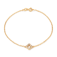 19cm Cubic Zirconia Pave Clover Bracelet in 9kt Bonded Gold Silver Filled Bracelets Bevilles 