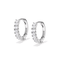 Cubic Zirconia Claw Set Huggie Earrings in Sterling Silver Earrings Bevilles 