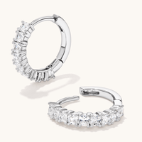 Cubic Zirconia Claw Set Huggie Earrings in Sterling Silver Earrings Bevilles 
