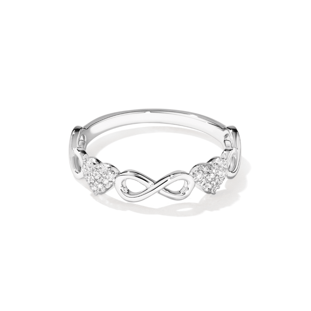 Cubic Zirconia Heart and Infinity Ring in Sterling Silver Rings Bevilles 