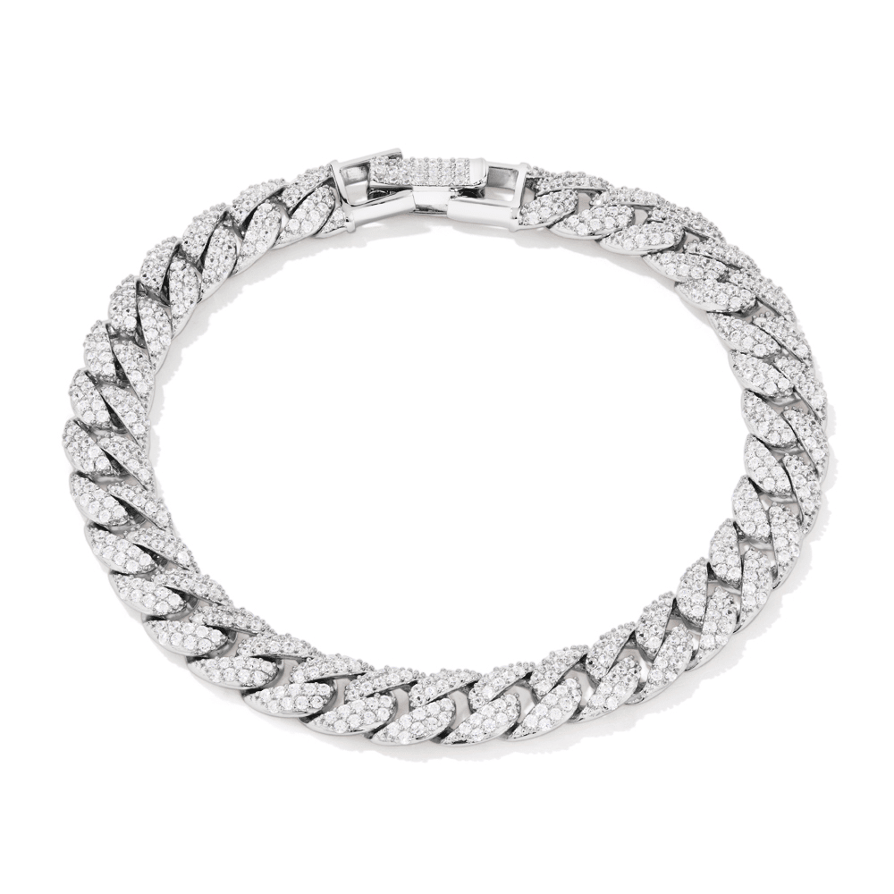 21cm Cubic Zirconia Pave Curb Bracelet in Sterling Silver Bracelets Bevilles 