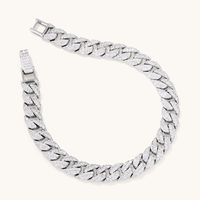 21cm Cubic Zirconia Pave Curb Bracelet in Sterling Silver Bracelets Bevilles 