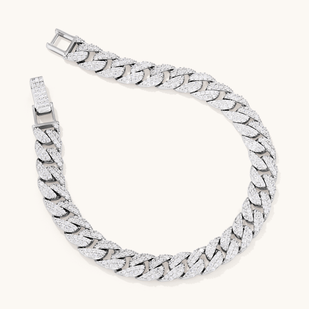 21cm Cubic Zirconia Pave Curb Bracelet in Sterling Silver Bracelets Bevilles 