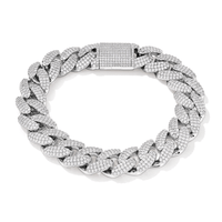 22cm Cubic Zirconia Pave Curb Bracelet in Sterling Silver Bracelets Bevilles 