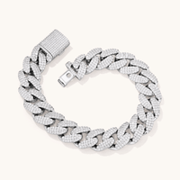 22cm Cubic Zirconia Pave Curb Bracelet in Sterling Silver Bracelets Bevilles 