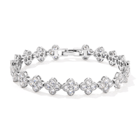 18cm Sterling Silver Cubic Zirconia Clover Tennis Bracelet Bracelets Bevilles 
