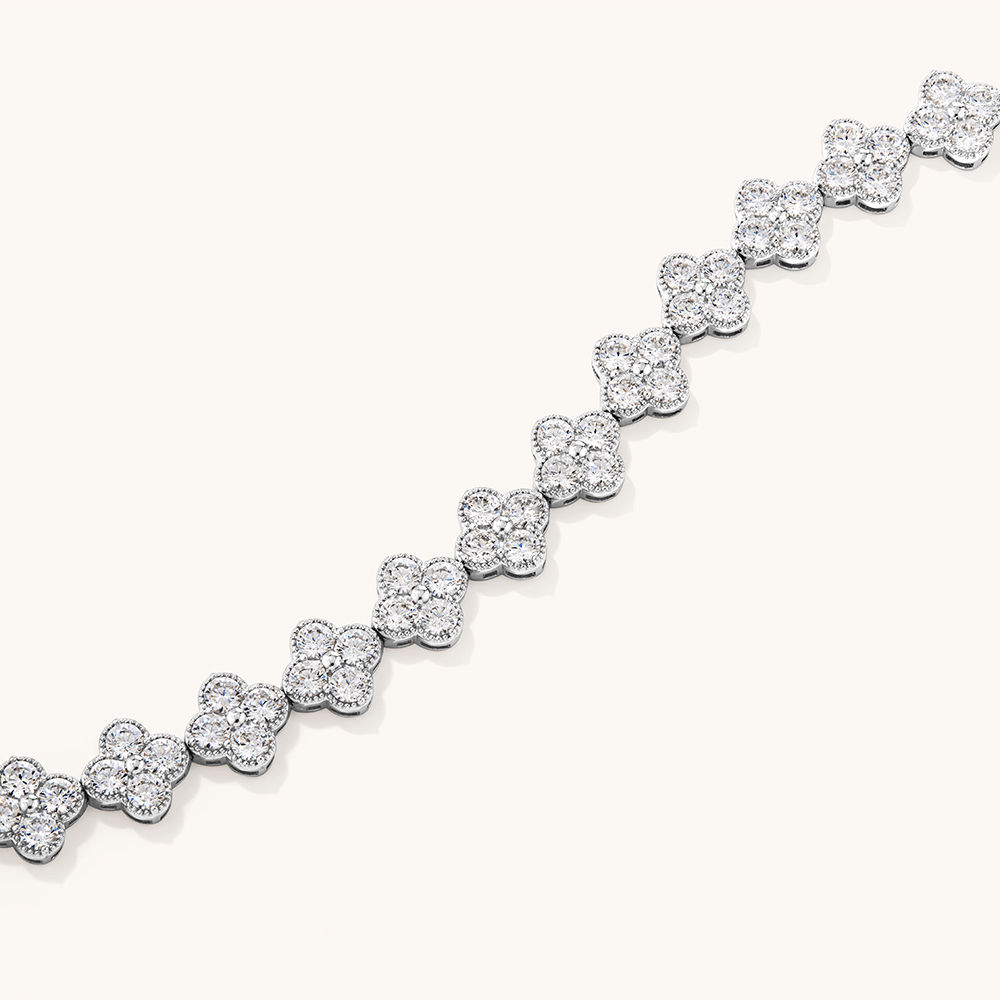 18cm Sterling Silver Cubic Zirconia Clover Tennis Bracelet Bracelets Bevilles 