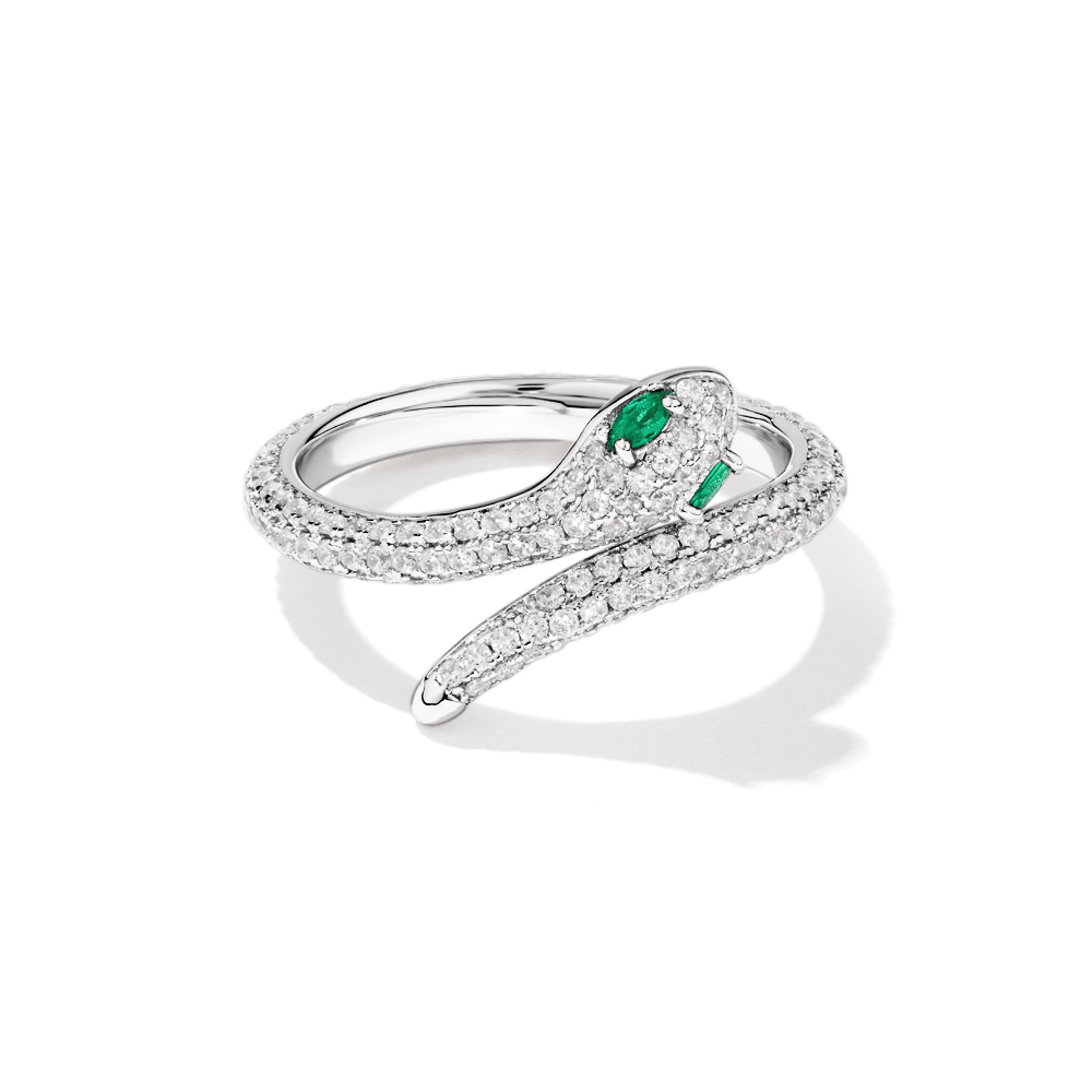 Cubic Zirconia Snake Coil Ring in Sterling Silver Rings Bevilles 