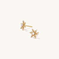 Christmas Snowflake Stud Earrings with Cubic Zirconia in 18kt Fine Gold Plating Earrings Bevilles 