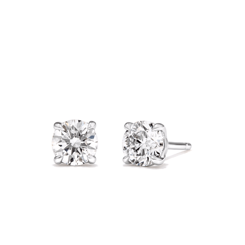 Solitaire Stud Earrings with 1.00tw of Laboratory-Grown Diamonds in Sterling Silver and Platinum Earrings Bevilles 