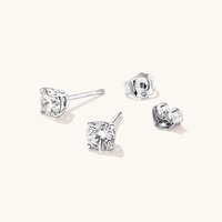 Solitaire Stud Earrings with 1.00tw of Laboratory-Grown Diamonds in Sterling Silver and Platinum Earrings Bevilles 