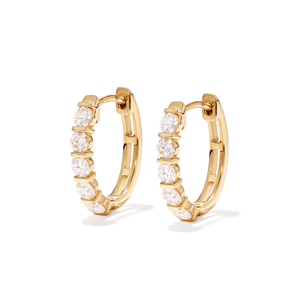 Hoop Earrings with 0.85tw of Laboratory-Grown Diamonds in 9kt Yellow Gold Earrings Bevilles 