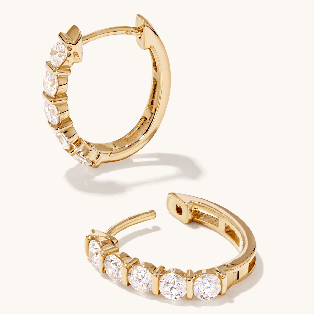 Hoop Earrings with 0.85tw of Laboratory-Grown Diamonds in 9kt Yellow Gold Earrings Bevilles 