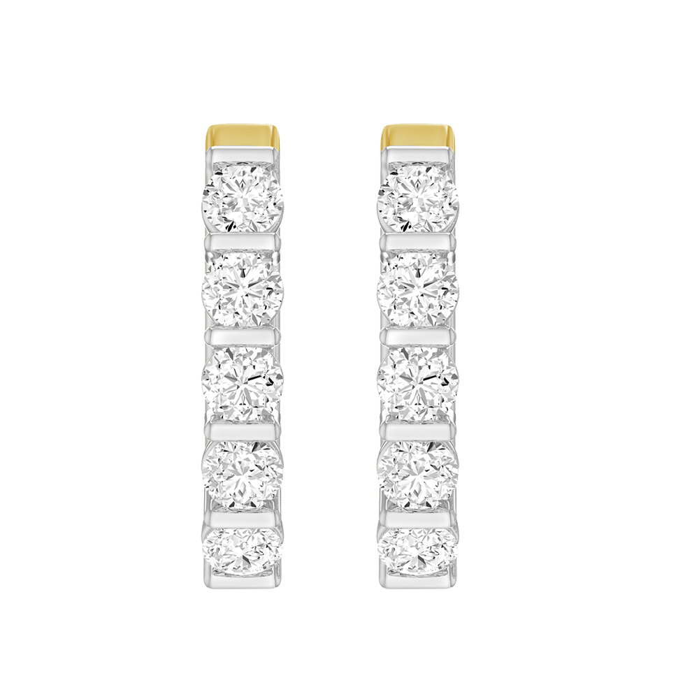 Hoop Earrings with 0.85tw of Laboratory-Grown Diamonds in 9kt Yellow Gold Earrings Bevilles 