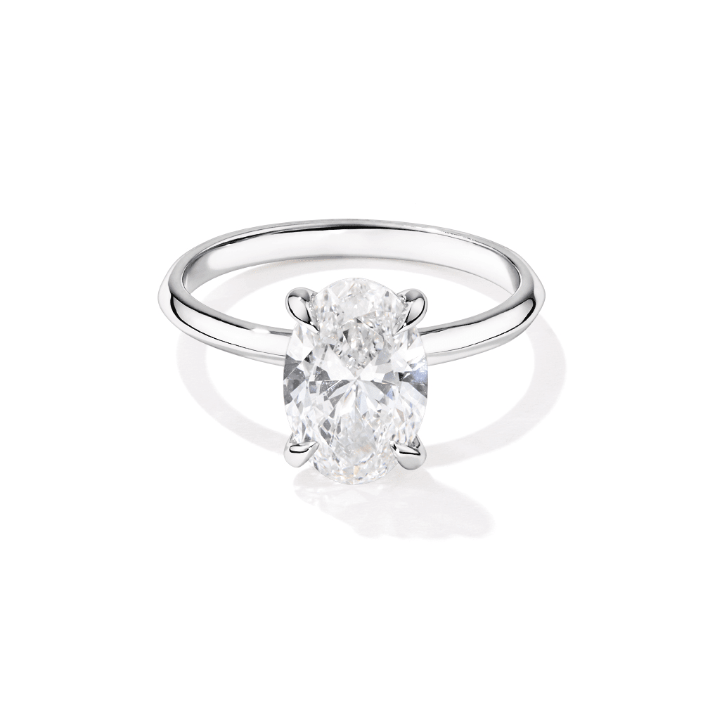 2.00ct Oval Solitaire Laboratory-Grown Diamond Ring in Sterling Silver and Rhodium Rings Bevilles 