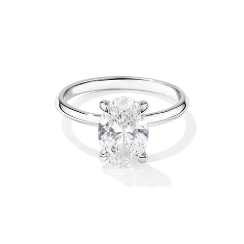 2.00ct Oval Solitaire Laboratory-Grown Diamond Ring in Sterling Silver and Rhodium Rings Bevilles 