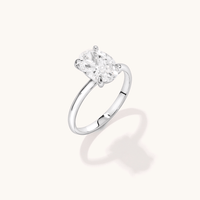 2.00ct Oval Solitaire Laboratory-Grown Diamond Ring in Sterling Silver and Rhodium Rings Bevilles 