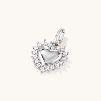 Cubic Zirconia Heart Halo Pendant in Sterling Silver Pendants Bevilles 