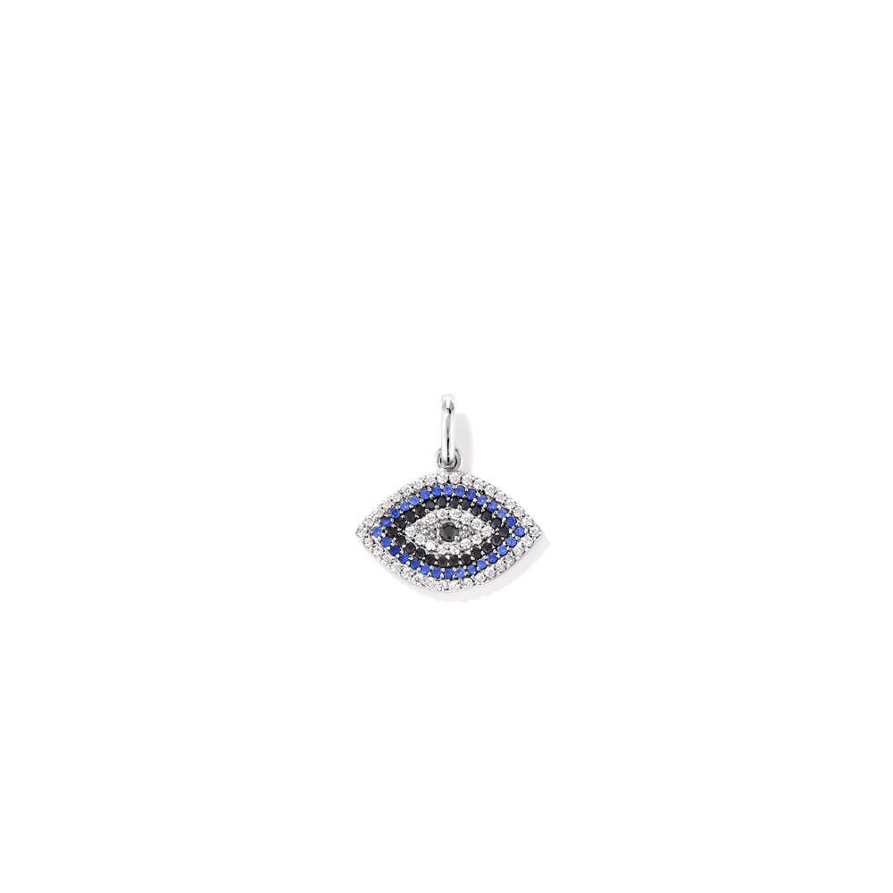 Cubic Zirconia Pave Evil Eye Pendant in Sterling Silver Pendants Bevilles 